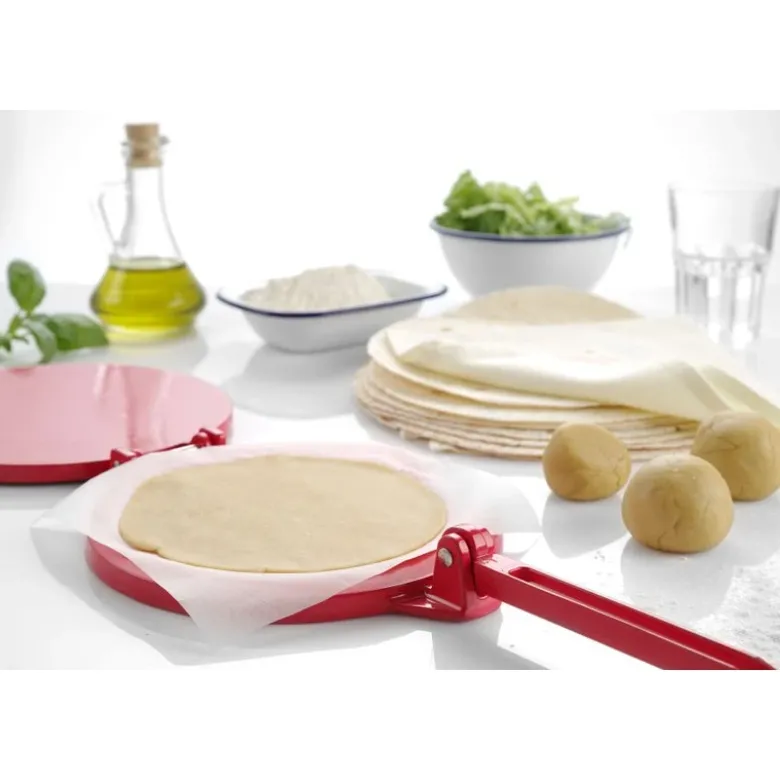 Tortilla presser Ø20 cm i rød aluminium