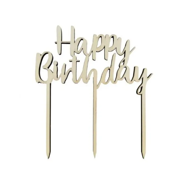 Trækagepynt Happy Birthday 13 x 14 cm