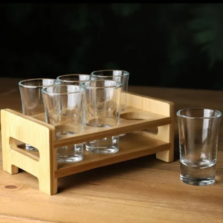 Træ Shotglas Holder til 6 Shots