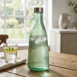 Vandflaske med låg glas 1L Mørkegrøn H28cm