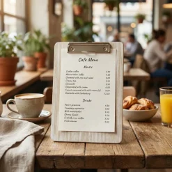 White Wash Wooden Menu Clipboard A5 18,5x24,5x0,6 cm